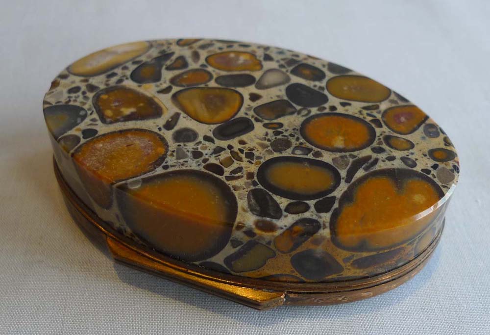 puddingstone 18th century oval hinged box.
