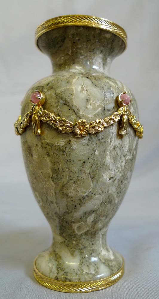 Russian, silver gilt mounted agate urn.
