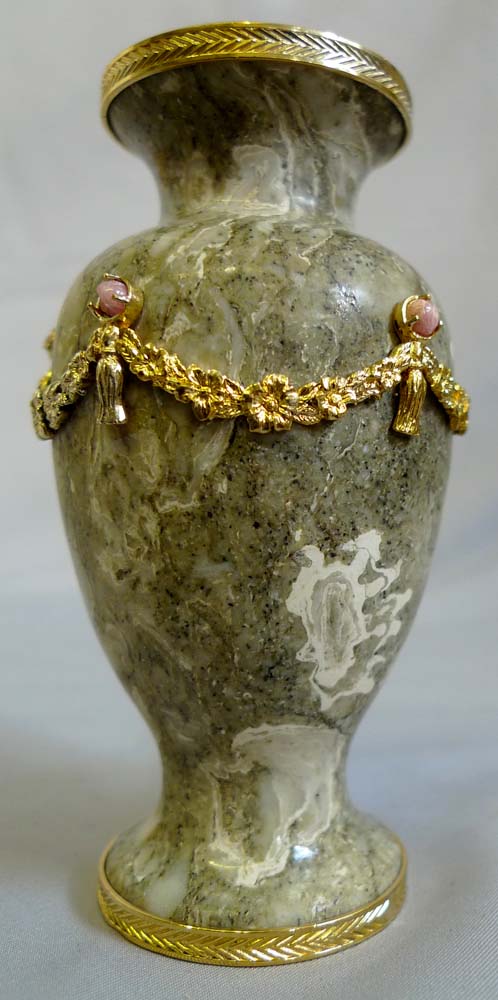 Russian, silver gilt mounted agate urn.
