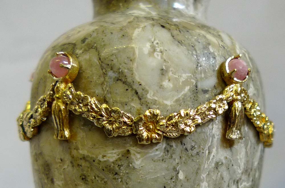 Russian, silver gilt mounted agate urn.