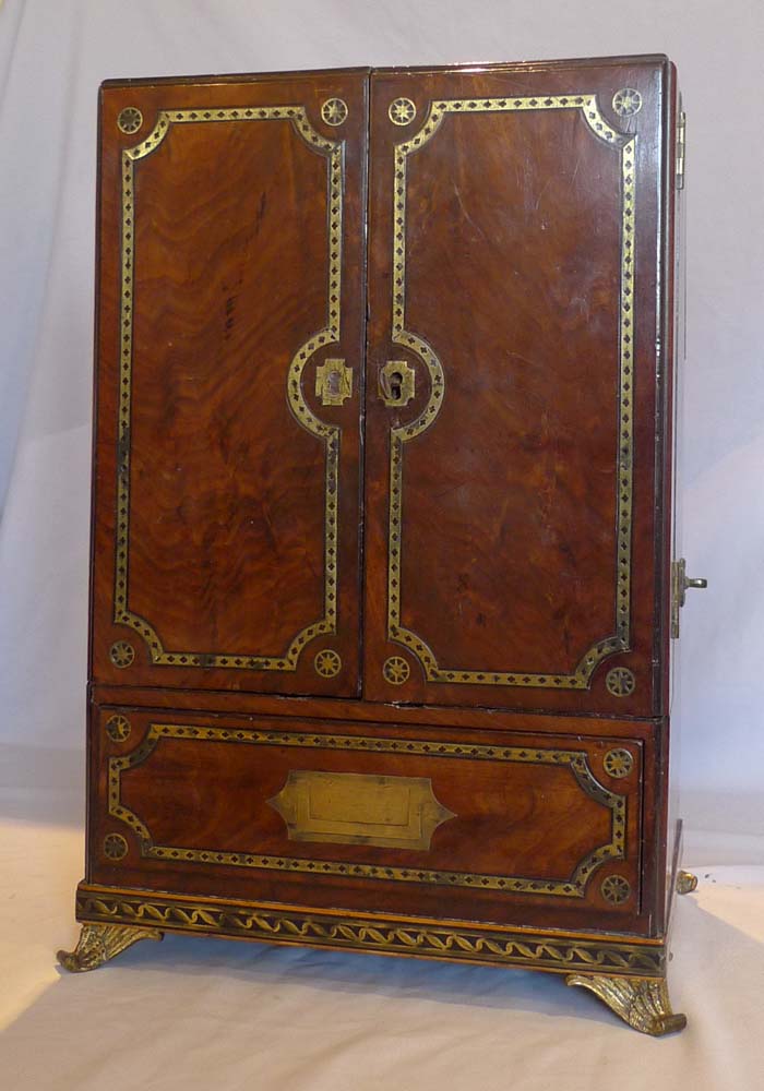 Antique English Regency campaign apothacary or medicine cabinet.