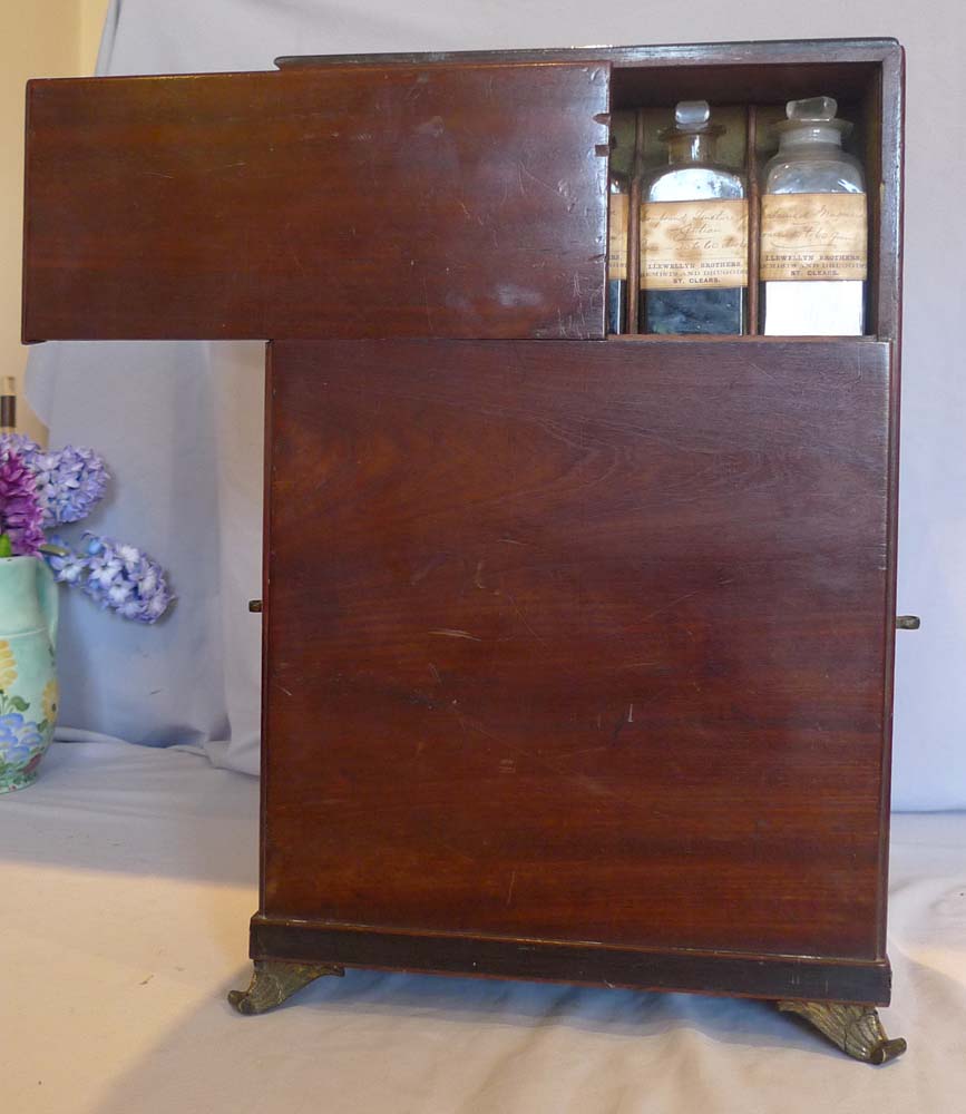 Antique English Regency campaign apothacary or medicine cabinet.
