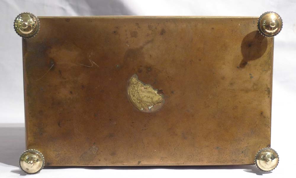 Antique enamel box in bronze carcase, French.