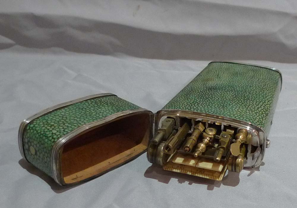 Antique English Regency Silver and shagreen etui dated 1825