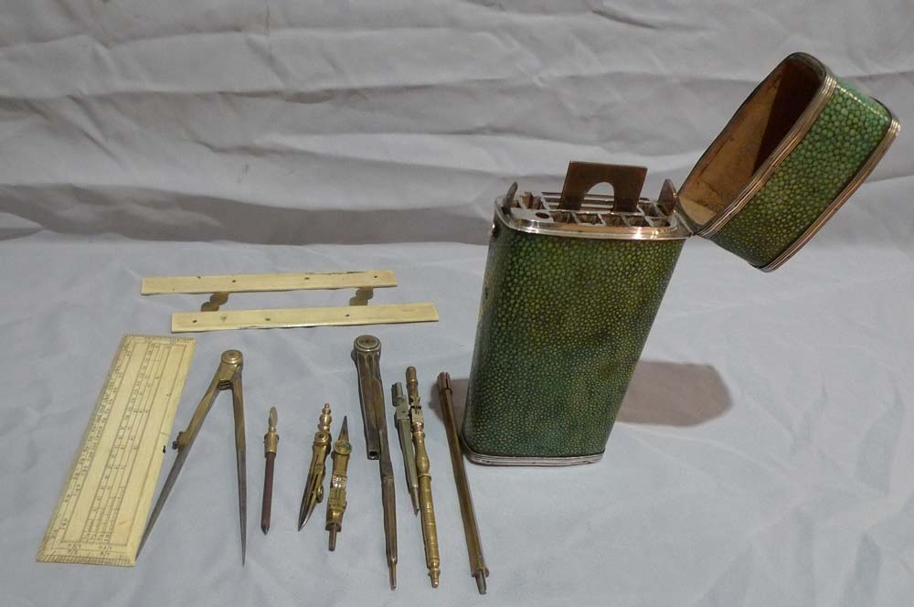 Antique English Regency Silver and shagreen etui dated 1825