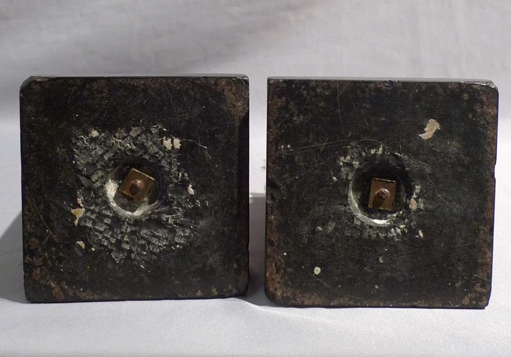 Pair Italian classical female bronzes on marble bases.