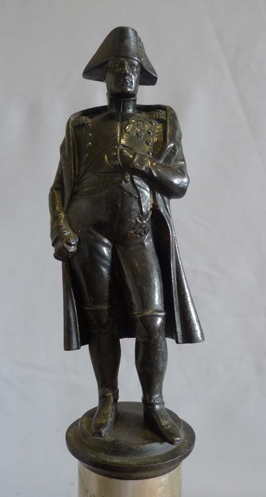 Antique French bronze of Napoleon standing on a column incorporating a thermometer.