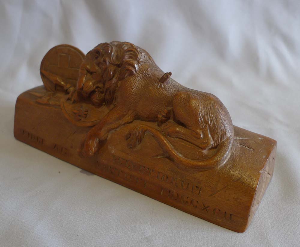 The Lion of Lucerne carved in Walnut.