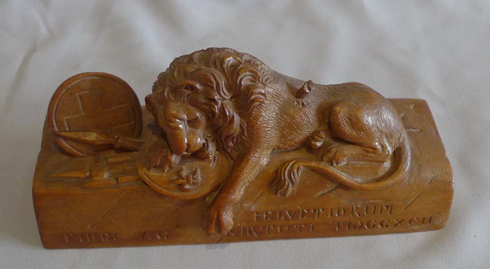 The Lion of Lucerne carved in Walnut.