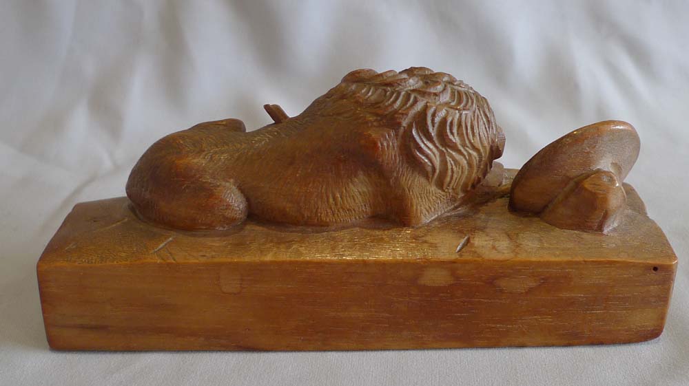 The Lion of Lucerne carved in Walnut.