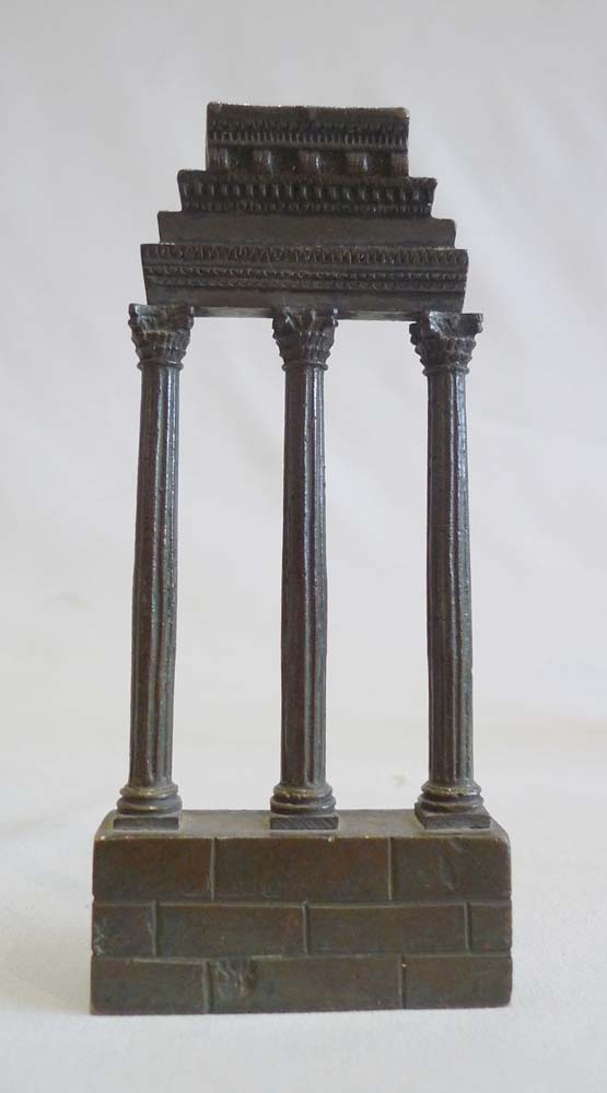 Grand tour Italian ruined temples of Rome in patinated bronze and Sienna marble