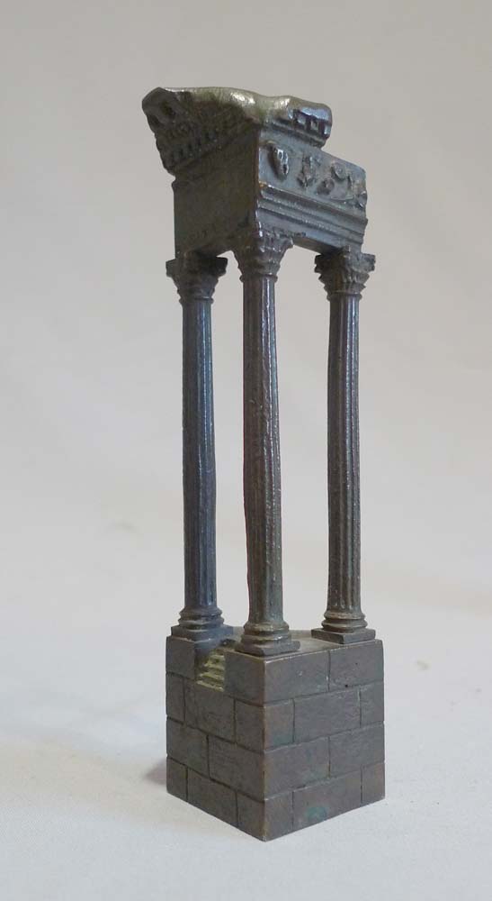 Grand tour Italian ruined temples of Rome in patinated bronze and Sienna marble