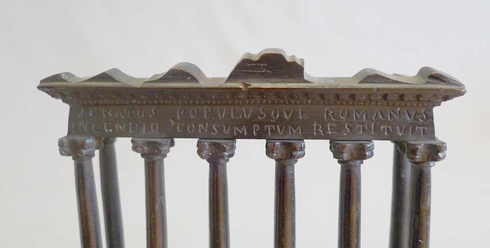 Grand tour Italian ruined temples of Rome in patinated bronze and Sienna marble