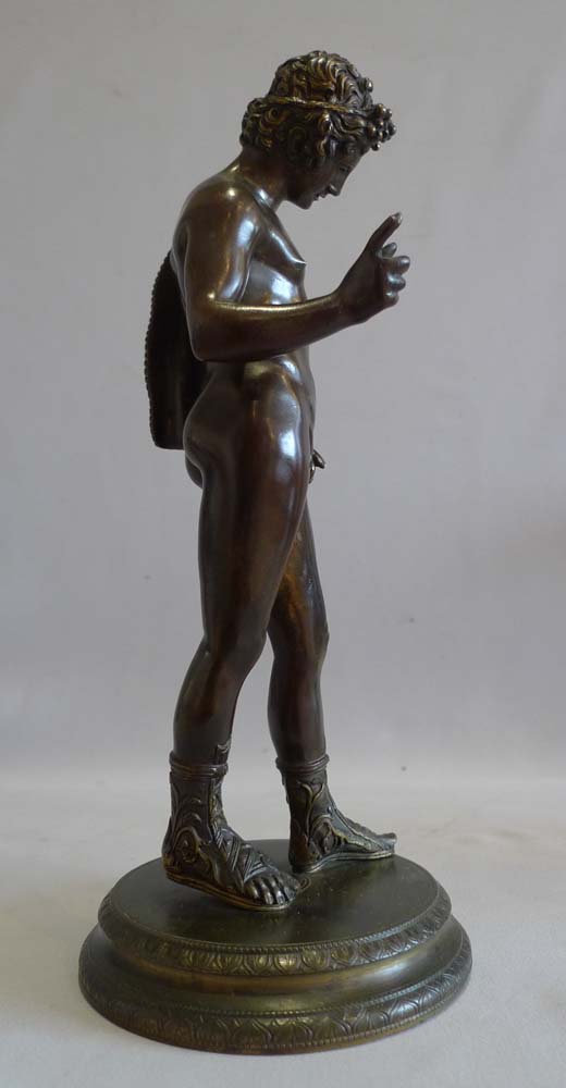 Antique pair of Italian Grand Tour bronzes of Narcissus and the Venus Calipigia.