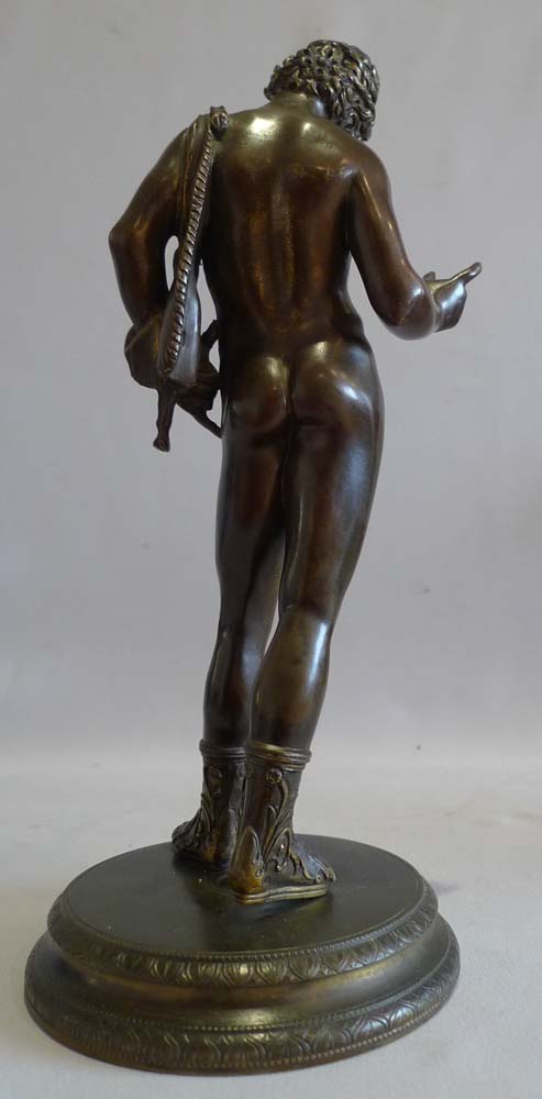 Antique pair of Italian Grand Tour bronzes of Narcissus and the Venus Calipigia.