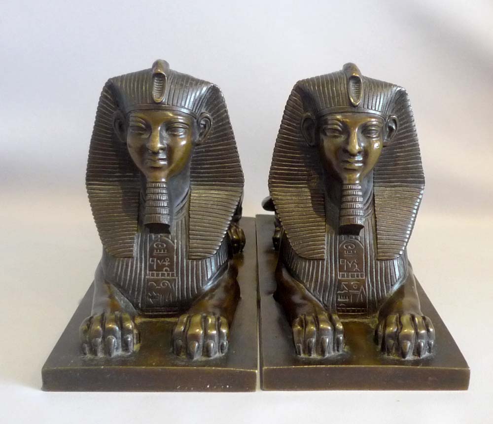 Antique Grand Tour pair of bronze Sphinxes, well detailed and of a good size.