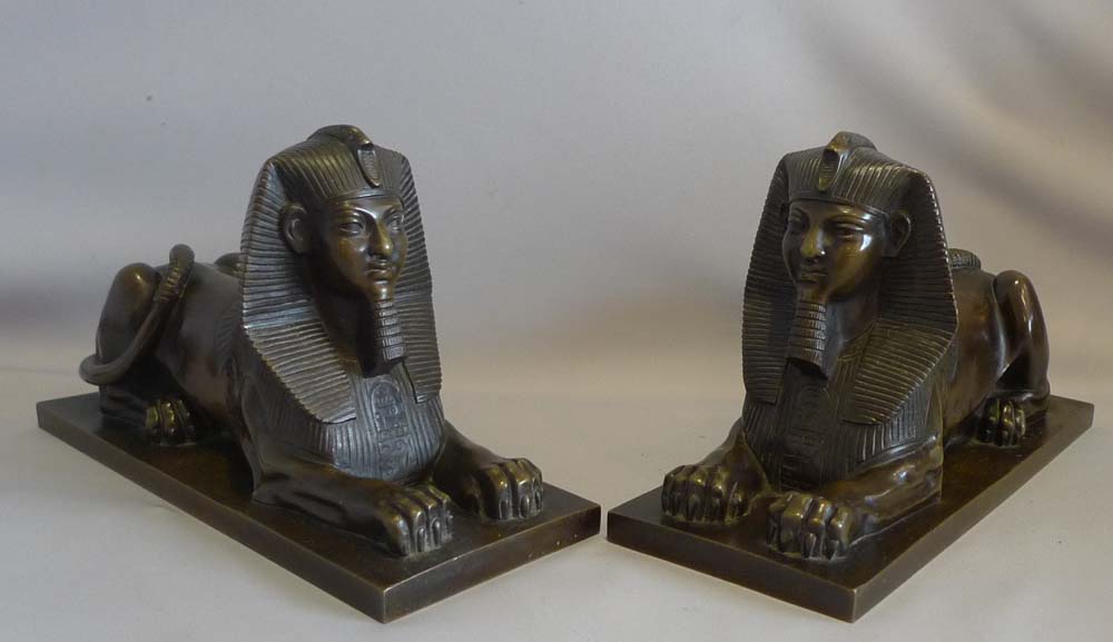 Antique Grand Tour pair of bronze Sphinxes, well detailed and of a good size.