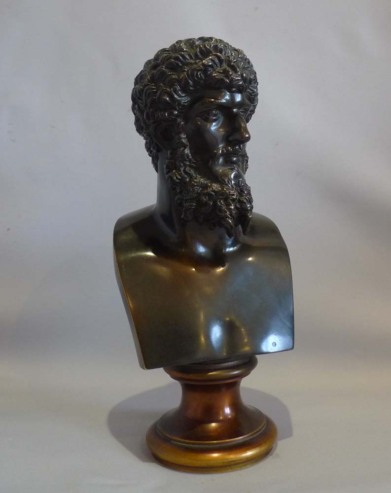 Antique Grand Tour patinated bronze bust of the Roman EmperorLucius Verus