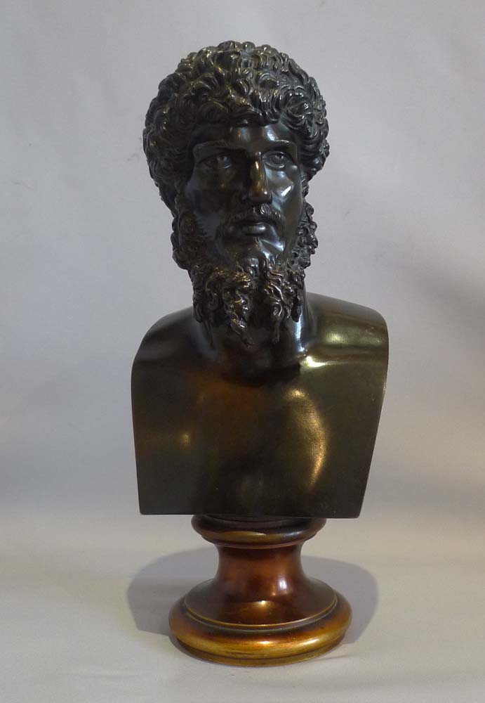 Antique Grand Tour patinated bronze bust of the Roman EmperorLucius Verus