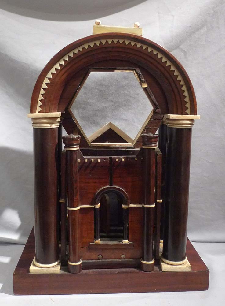 Architectural model in rosewood, ebony and ivory.