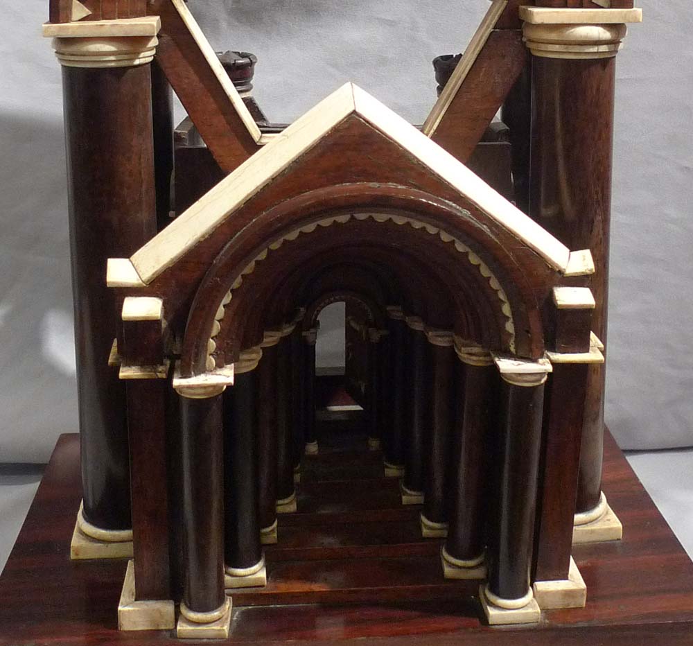 Architectural model in rosewood, ebony and ivory.