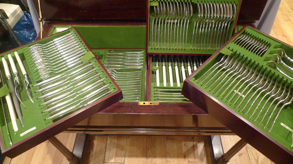 Exceptionally large canteen of silver cutlery by Elkington.