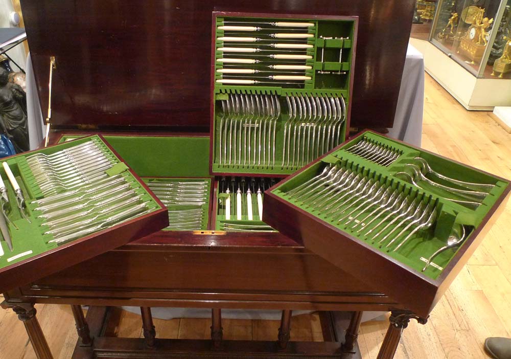 Exceptionally large canteen of silver cutlery by Elkington.