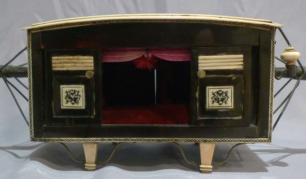 Antique ivory and sadeli work wood model of a Palaquin (Palki), circa 1830.