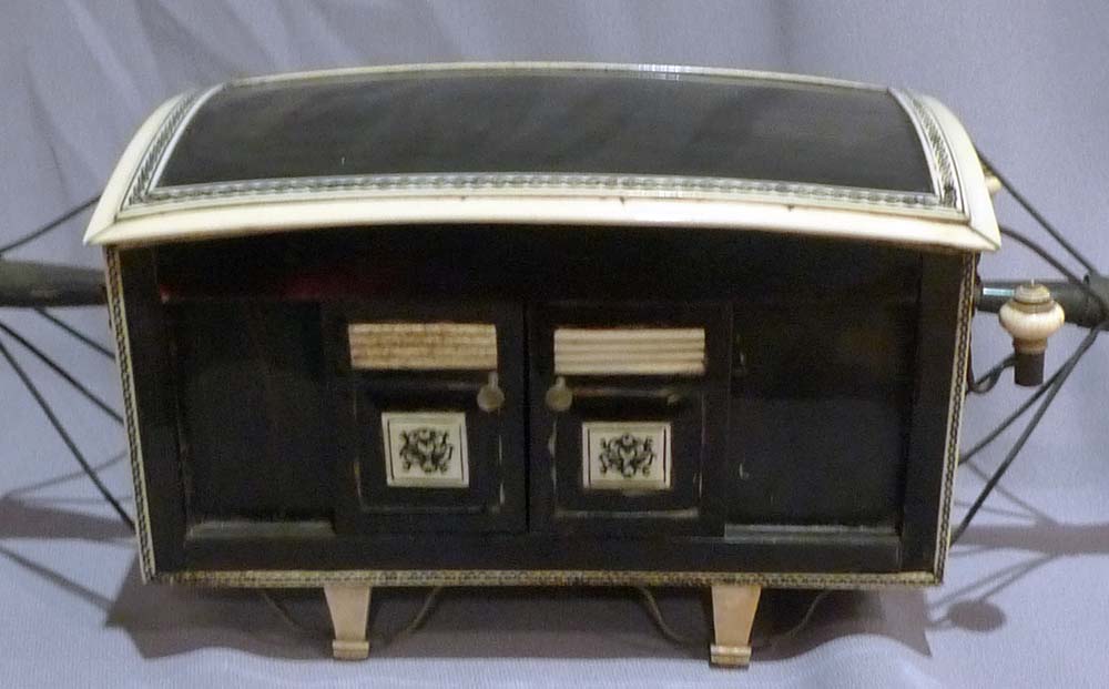 Antique ivory and sadeli work wood model of a Palaquin (Palki), circa 1830.
