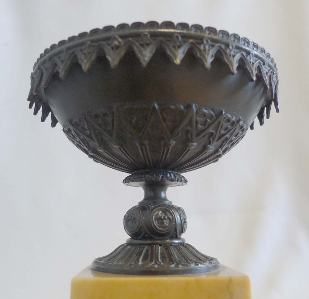 Antique patinated bronze and Sienna marble pastille burner