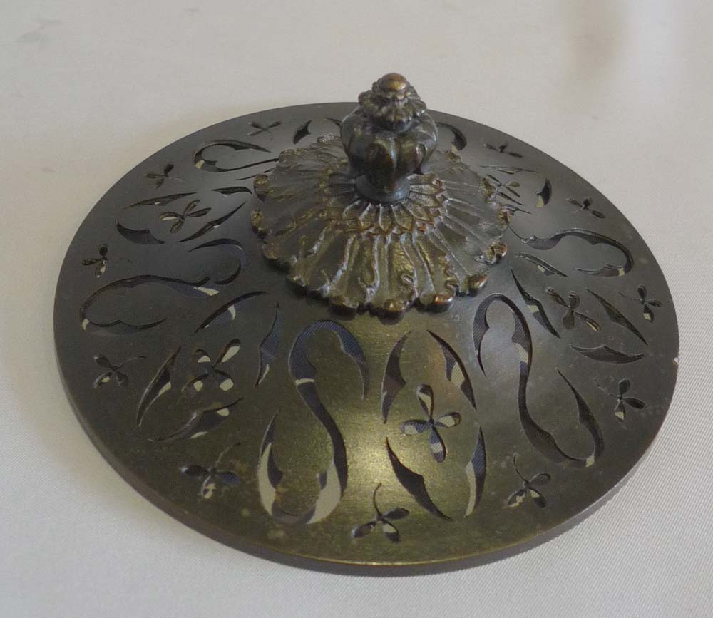 Antique patinated bronze and Sienna marble pastille burner