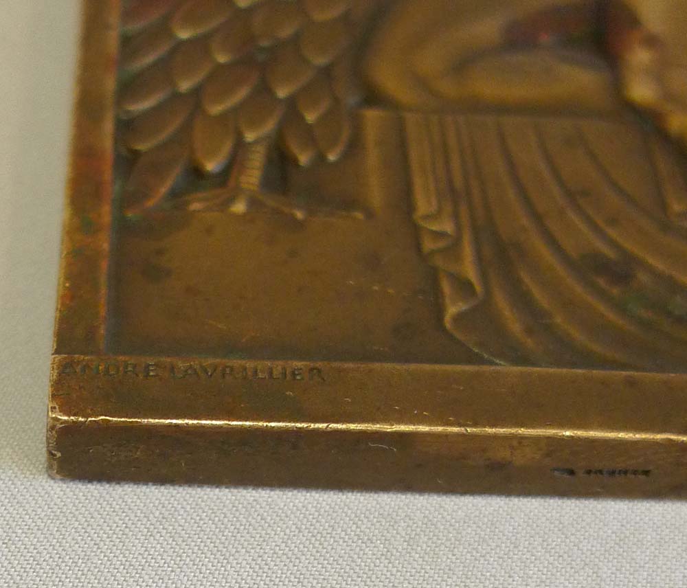 Art nouveau plaque of Leda and the Swan signed 