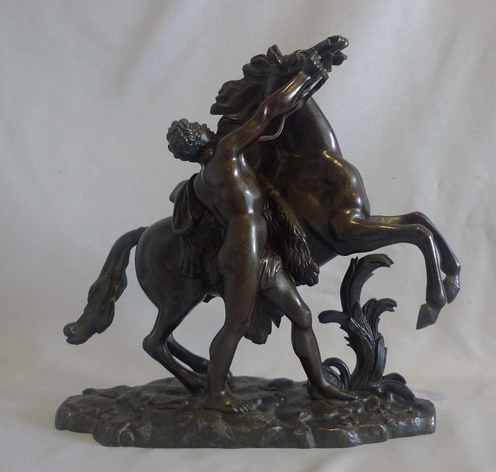 Antique Pair patinated bronze Marly Horses or 