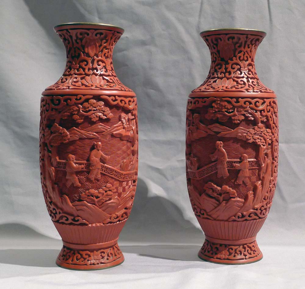 Pair celadon chinese vases.