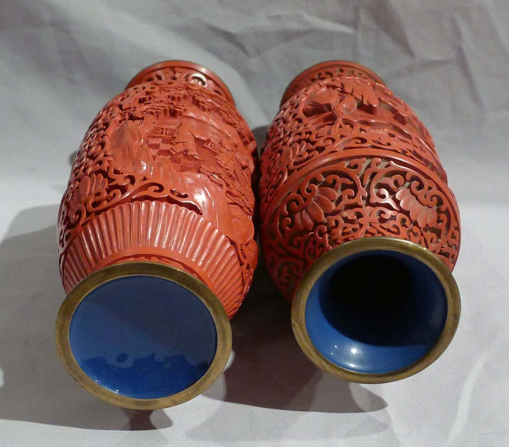Pair celadon chinese vases.