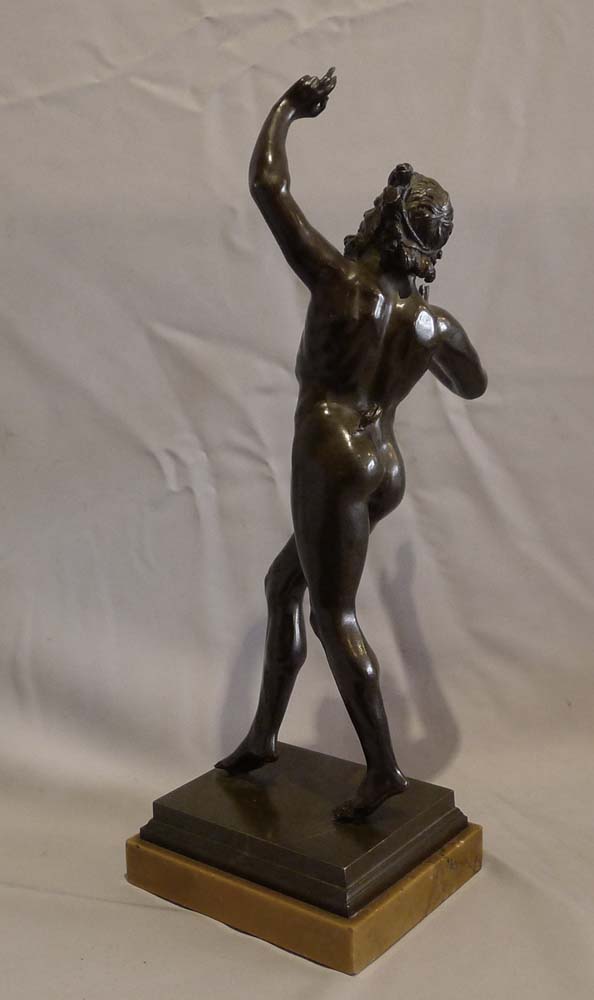 Antique Italian figure of the Dancing faun on Sienna marble base.
