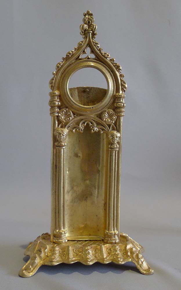 Antique early 19th century Gothic watch holder in gilt bronze.