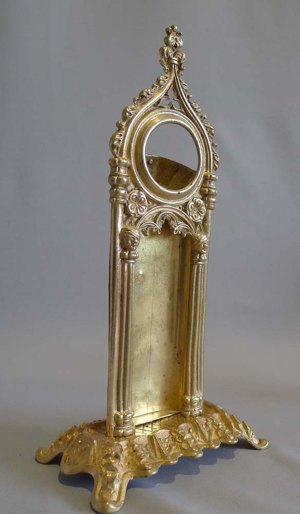 Antique early 19th century Gothic watch holder in gilt bronze.