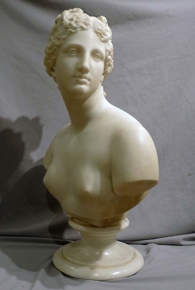 Italian antique marble bust of Venus on rotating marble socle.