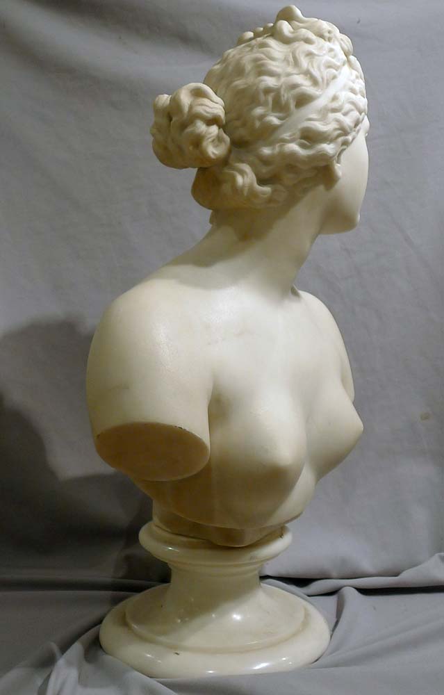 Italian antique marble bust of Venus on rotating marble socle.