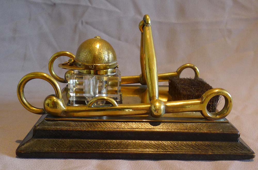 Antique English Victorian horseracing desk set.