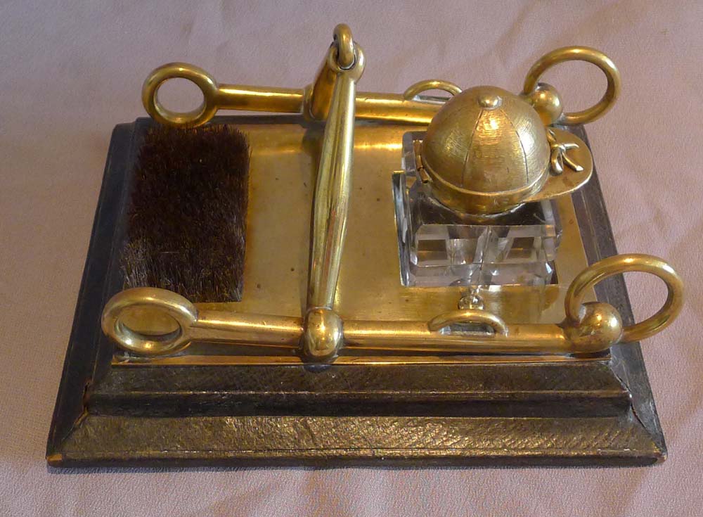 Antique English Victorian horseracing desk set.