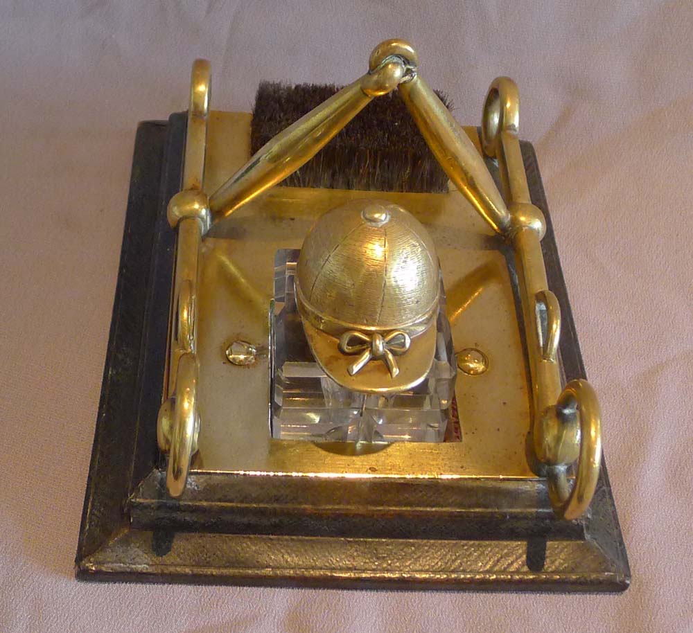 Antique English Victorian horseracing desk set.
