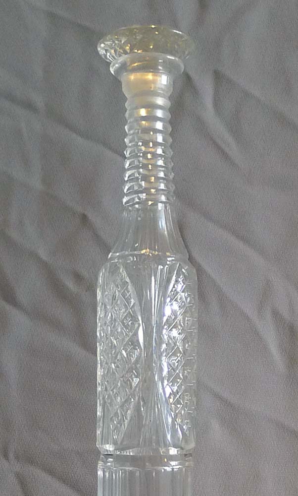 Unusual Antique English or Irish Regency Gothic holder and cut glass bottle.