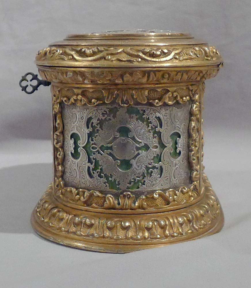 Antique French ormolu and silvered bronze jewelery casket.
