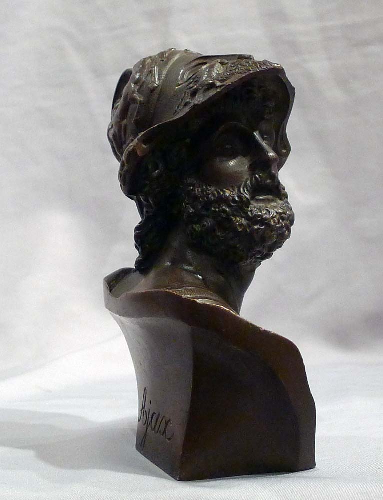 Antique patinated bronze bust of Ajax.