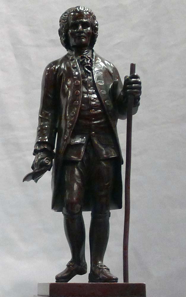 Antique pair of unusually fine bronzes of Rousseau and Voltaire