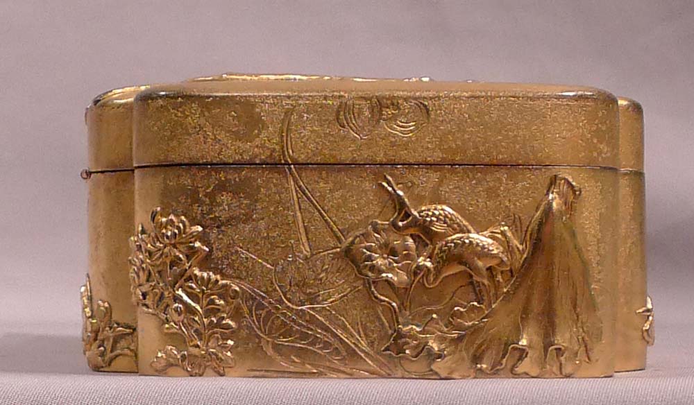 Antique  Chinese late 19th century gilt bronze box.