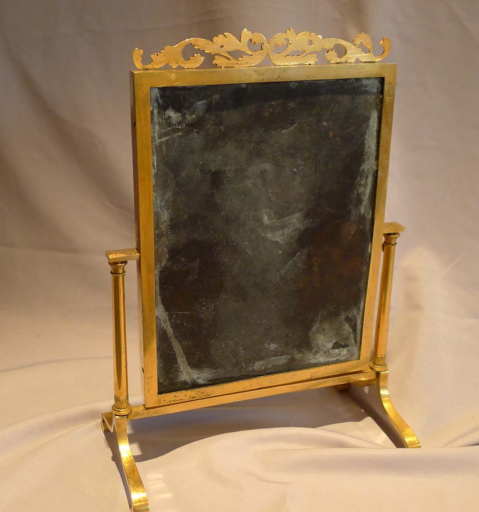 Antique Ormolu/gilt bronze Viennese miniature cheval mirror.