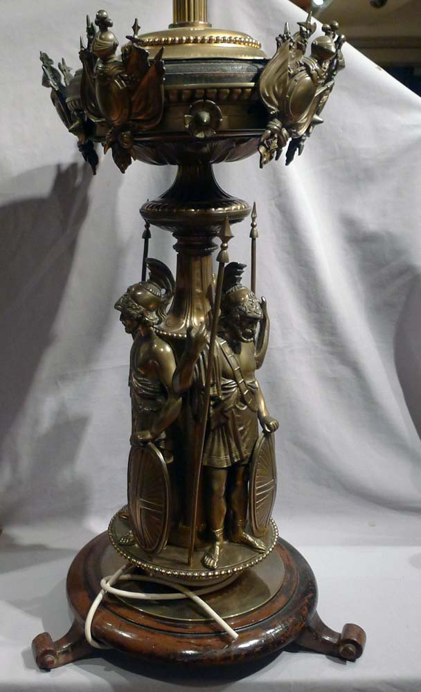 Antique bronze centrepiece of Classical Greek soldiers.